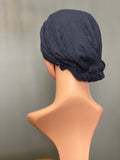 HALO HEAD WRAPS - CHARCOAL GREY SOLID BACK VIEW BUN