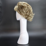 SYNTHETIC WIG SHORT CURLED TIPS RETRO ASH BLONDE DARK ROOTS LEFT