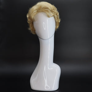 SYNTHETIC WIG SHORT LIGHT BLONDE LOOSE CURLS FRONT