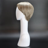 SYNTHETIC WIG SHORT STRAIGHT PIXIE MEDIUM BROWN GREY LEFT
