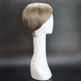 SYNTHETIC WIG SHORT STRAIGHT PIXIE MEDIUM BROWN GREY RIGHT