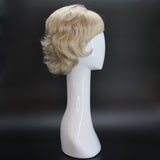 SYNTHETIC WIG SHORT WAVY SIDE PART BANGS PLATINUM BLONDE RIGHT
