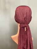 Bamboo Halo Headwrap Striped Burgundy Back view